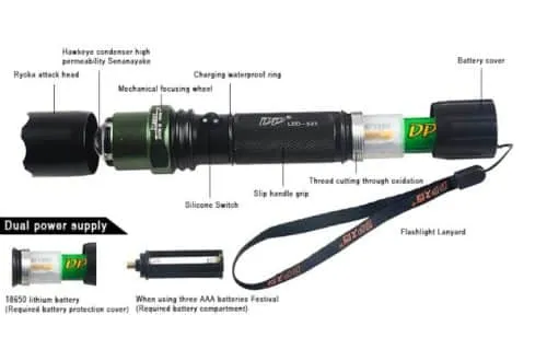 DP. Light 521 Zoomable LED Torch | 3 Modes, 2000mAh Rechargeable, Aluminum Alloy | Police, Outdoor, Emergency, Camping, Signaling - photo 12