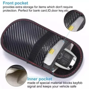 TICONN Faraday Bag | RFID Blocking Pouch for Key Fob | Car Anti-Theft, Hacking Protection | Signal Blocker, Carbon Fiber Texture
