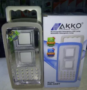 AKKO HK-348T Emergency Lamp - 15 Hrs Bright LED Light, Rechargeable, AC 220V | Home, Power Outages, Outdoor | Lead Acid Battery