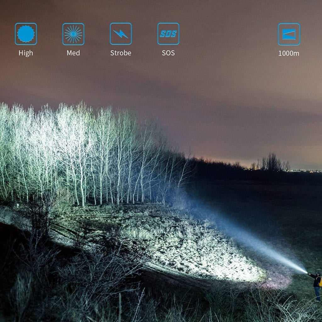PeetPen L80 Flashlight | 1km Beam, 1500 Lumens, USB Rechargeable Torch | Outdoor Camping, Emergency, Professional Use, A
