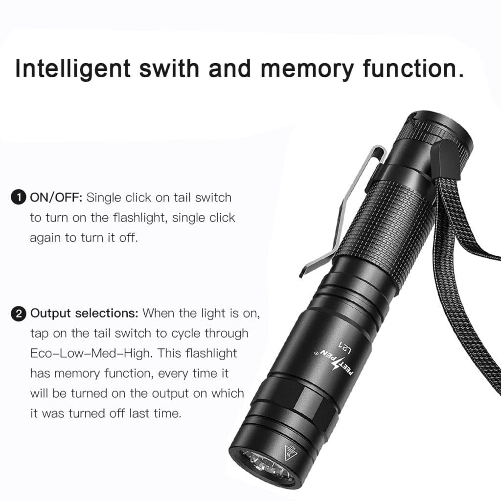 PEETPEN L21 Rechargeable USB Flashlight | 300m Beam, 1200 Lumens, Osram P8 LED, IPX6 Waterproof, Aluminium Alloy | 1 Yea