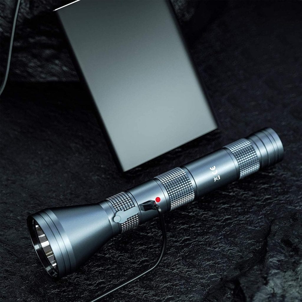 PEETPEN L70 Flashlight: 0.7km Beam, 1500lm Super Bright, USB Rechargeable, Heavy-Duty Aluminum, Water-Resistant for Camp