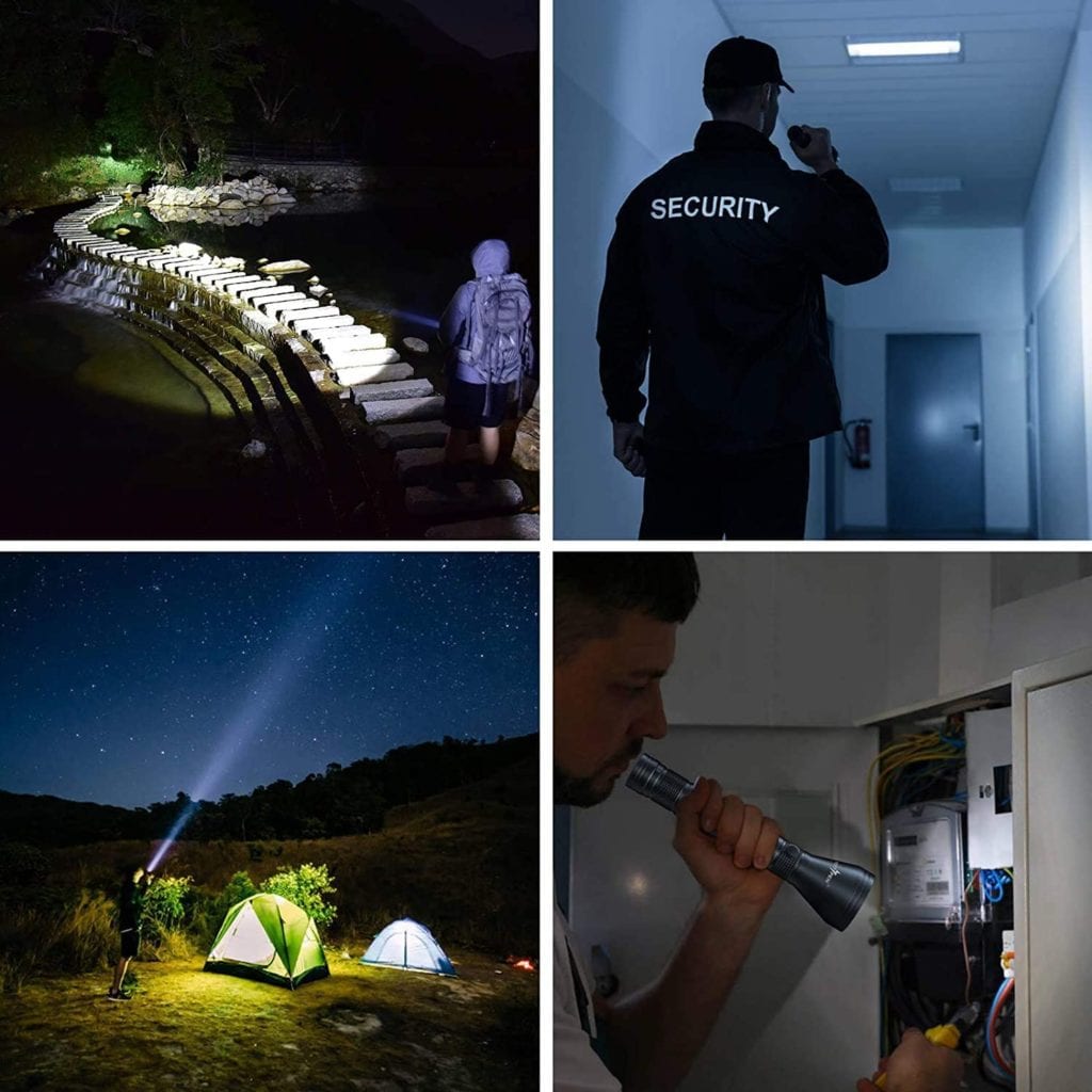PEETPEN L70 Flashlight: 0.7km Beam, 1500lm Super Bright, USB Rechargeable, Heavy-Duty Aluminum, Water-Resistant for Camp