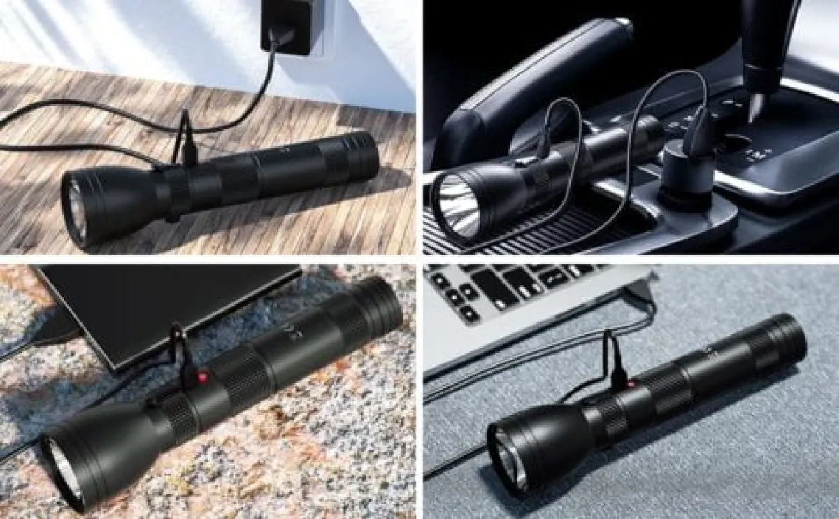 PeetPen L80 Flashlight | 1km Beam, 1500 Lumens, USB Rechargeable Torch | Outdoor Camping, Emergency, Professional Use, A