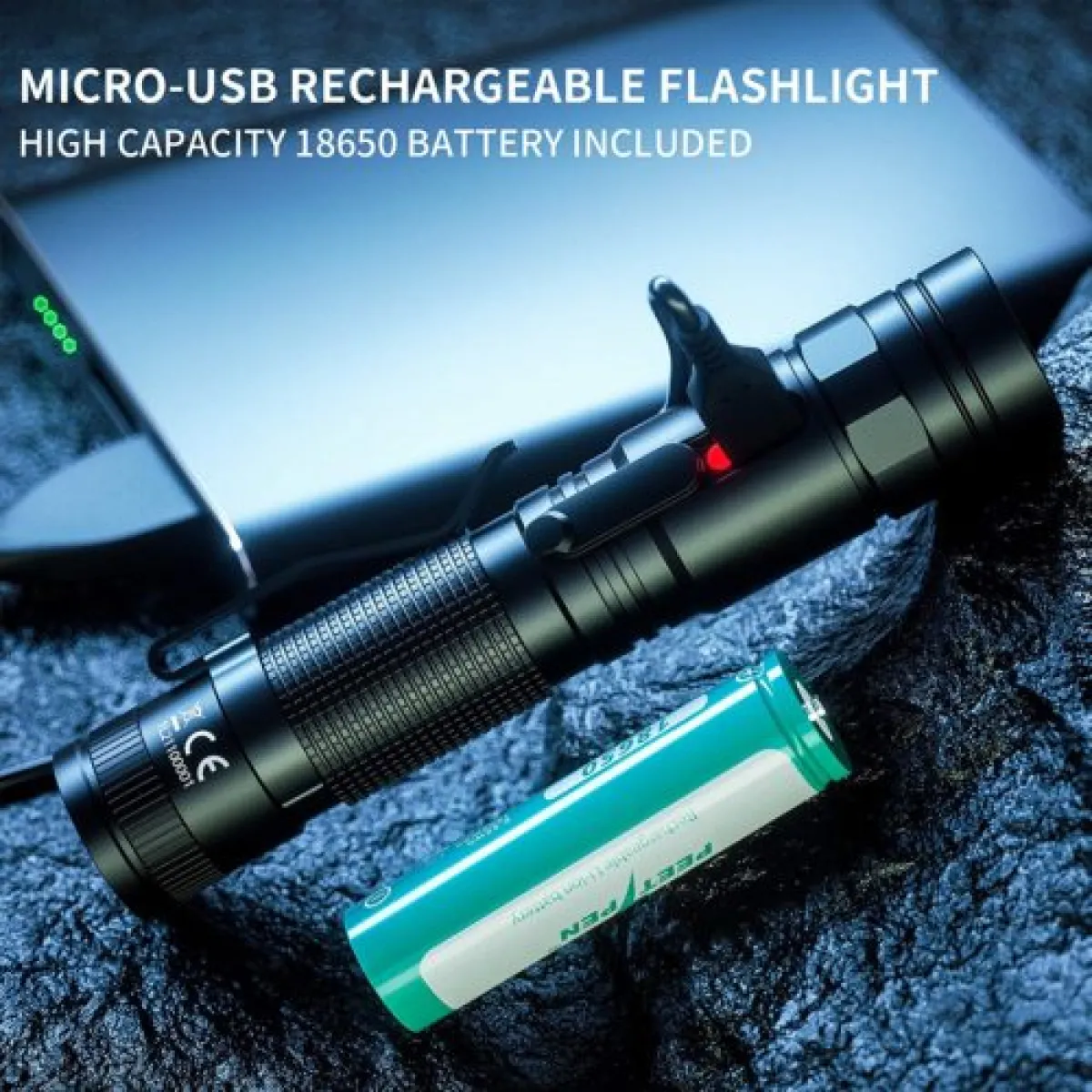 PEETPEN L21 Rechargeable USB Flashlight | 300m Beam, 1200 Lumens, Osram P8 LED, IPX6 Waterproof, Aluminium Alloy | 1 Yea