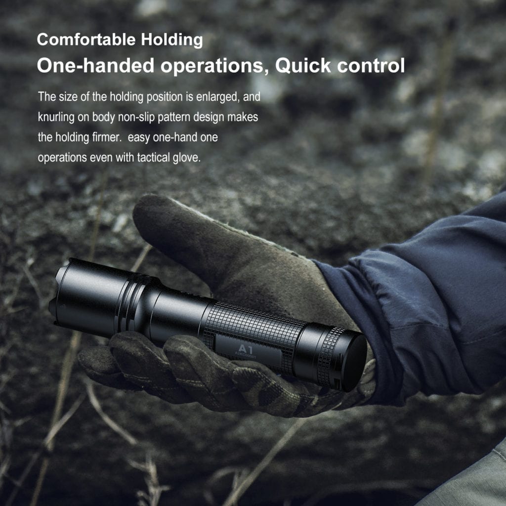 Klarus A1 Flashlight | 1100 Lumens, 230m Beam | USB-C Rechargeable, Camping, Emergency | Aluminum Alloy, IPX6 Waterproof