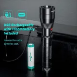 PEETPEN L45 Flashlight: 900lm, 0.5Km Beam, USB Rechargeable, IPX6 Waterproof, Aluminium Alloy; Camping, Outdoors, Emergencies - photo 4