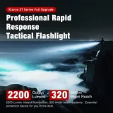 Klarus XT11GT Torch: 2200 Lumens, USB-C Rechargeable Tactical Flashlight with Dual Tail Switches. Security, Outdoor, Emergency Use. Includes 3100mAh Battery & Holster. - photo 2