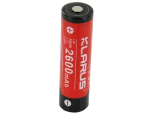 Klarus 18650 Battery: 2600mAh Li-Ion for Flashlights, Gimbals, Torches - 3.7V Rechargeable | Button Top | Short Circuit Protection
