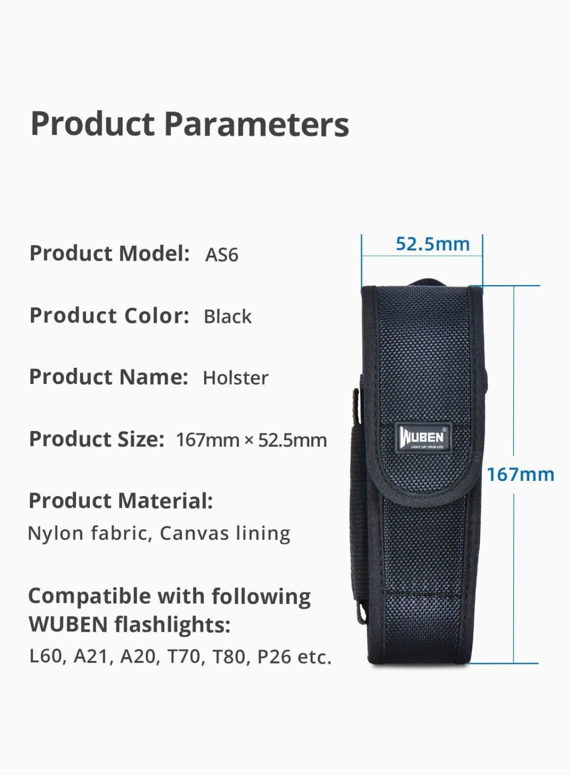 WUBEN AS6 Holster | Durable Nylon Belt Pouch (15.1cm-15cm) for Camping, Outdoors & Law Enforcement in Kenya
