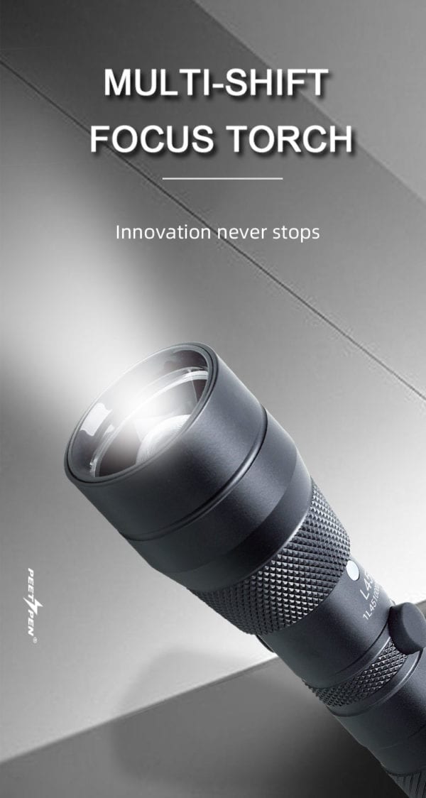 PEETPEN L45 Flashlight: 900lm, 0.5Km Beam, USB Rechargeable, IPX6 Waterproof, Aluminium Alloy; Camping, Outdoors, Emerge