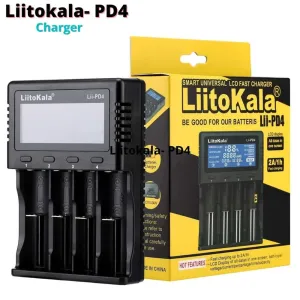 LiitoKala Lii-PD4: 4-Bay Smart Charger | LCD Display, Overcharge Protect | Charges 18650, AA, AAA, 26650, 21700 & More | NiMH, Li-ion, IMR, LiFePO4 Batteries