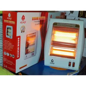 NUNIX 800W Quartz Heater - Instant Warmth for Home & Office | 400-800W, Safety Grill, Tip-over Switch, Plastic/Metal