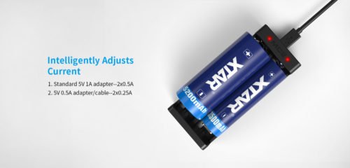 XTAR MC2 2-Bay USB Li-ion Charger | Charges 18650, 14500, 26650 Batteries | Portable & Safe Charging | Durable ABS Plast