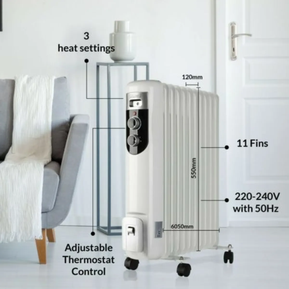 2000W 9-Fin Oil Heater - Safe for Babies/Seniors | 200 sq ft | Aluminum | Quiet, Energy-Efficient in Kenya