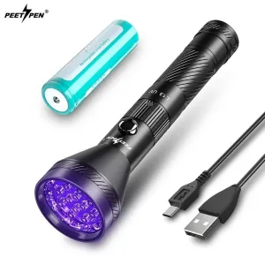 PEETPEN L13 UV Flashlight: 12 LEDs 395nm for Pet Urine, Scorpions, Currency | Rechargeable Aluminium Alloy Torch