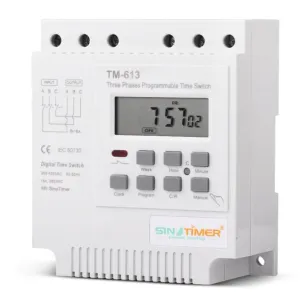 Sinometer 3 Phase Timer 415V 16A - 7 Day Digital Programmable Switch for Streetlights, Pumps, Automation