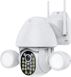 JZYZ 3MP PTZ Floodlight Camera | Tuya App, AI Human Tracking, IR Night Vision, 3.6mm Lens | Home Security, Outdoor Surveillance, Motion Detection, IP66 Waterproof