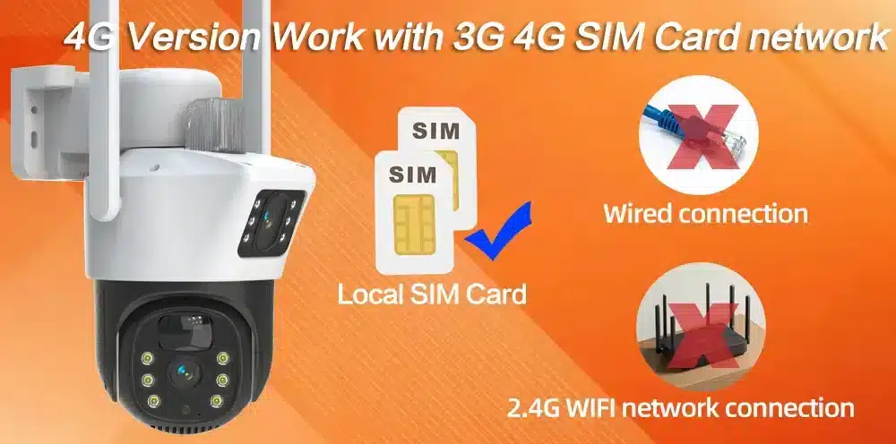 4G Solar Camera DUAL Lens - 4MP CCTV, V380 Pro App, Outdoor Security, SIM Slot, Night Vision in Kenya