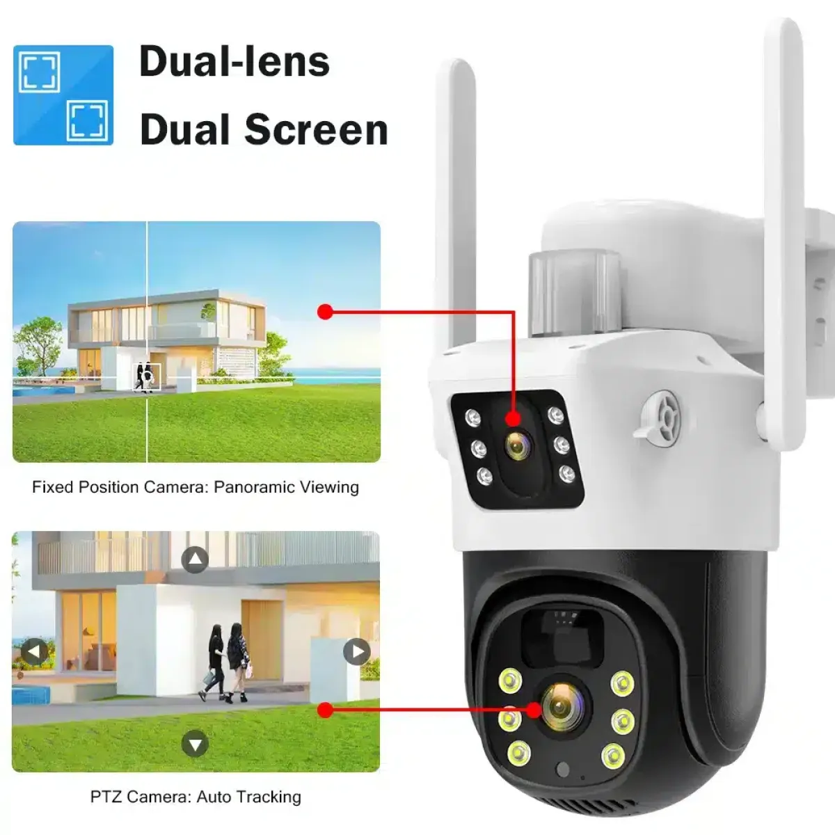 4G Solar Camera DUAL Lens - 4MP CCTV, V380 Pro App, Outdoor Security, SIM Slot, Night Vision in Kenya