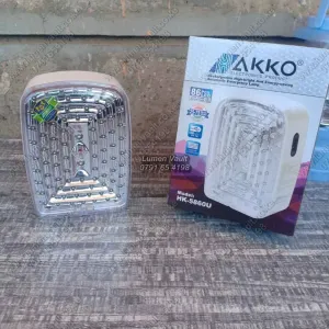 AKKO HK5860U LED Lamp: 11-17Hr Rechargeable, Emergency & Camping Light, Plastic, 6V 4Ah Battery