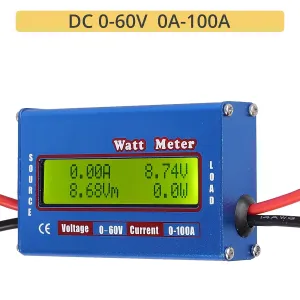 DC 0-60V 100A Battery Analyzer: Volt & Watt Meter for Solar, RC Hobby, RV Systems & More | Precision Aluminum Resistor, LCD Screen