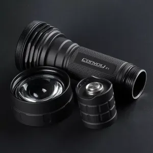 Convoy Z1: 800m Long Range Flashlight, 2000lm Zoomable Torch, Aluminum, Rechargeable (Battery Not Included) for Camping, Search & Rescue, Farms