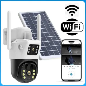 V380 Pro Dual WiFi Solar Camera - 4MP+4MP PTZ, Night Vision, Motion Tracking, V380 Pro App