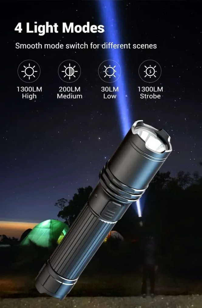 Klarus A1 PRO Torch | 1300 Lumens, 230m Beam | USB-C Rechargeable Tactical Flashlight for Outdoor & Emergency Use in Ken