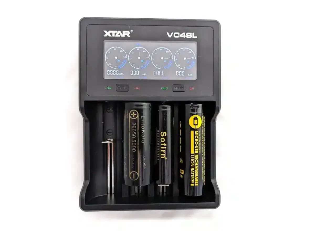 XTAR VC4SL Charger: 4-Bay USB-C Fast 3A Charger for 18650, 21700, AA, AAA & More | LCD, Capacity Test | Flashlights,