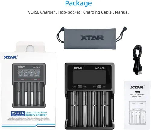 XTAR VC4SL Charger: 4-Bay USB-C Fast 3A Charger for 18650, 21700, AA, AAA & More | LCD, Capacity Test | Flashlights, Vaping, DIY - photo 7