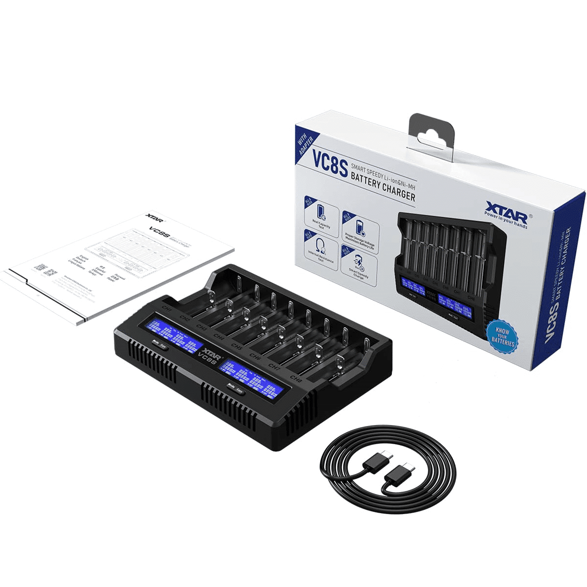 XTAR VC8S 8-bay smart battery charger Kenya LCD display