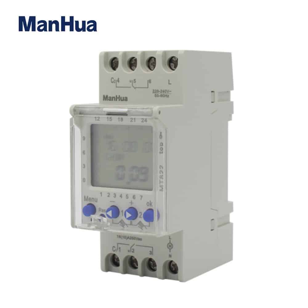 ManHua MT822 Astronomical Timer Switch | 2 Relay, 240V 16A | Automate Lighting, Irrigation, Signage, Digital LCD, 7-Day