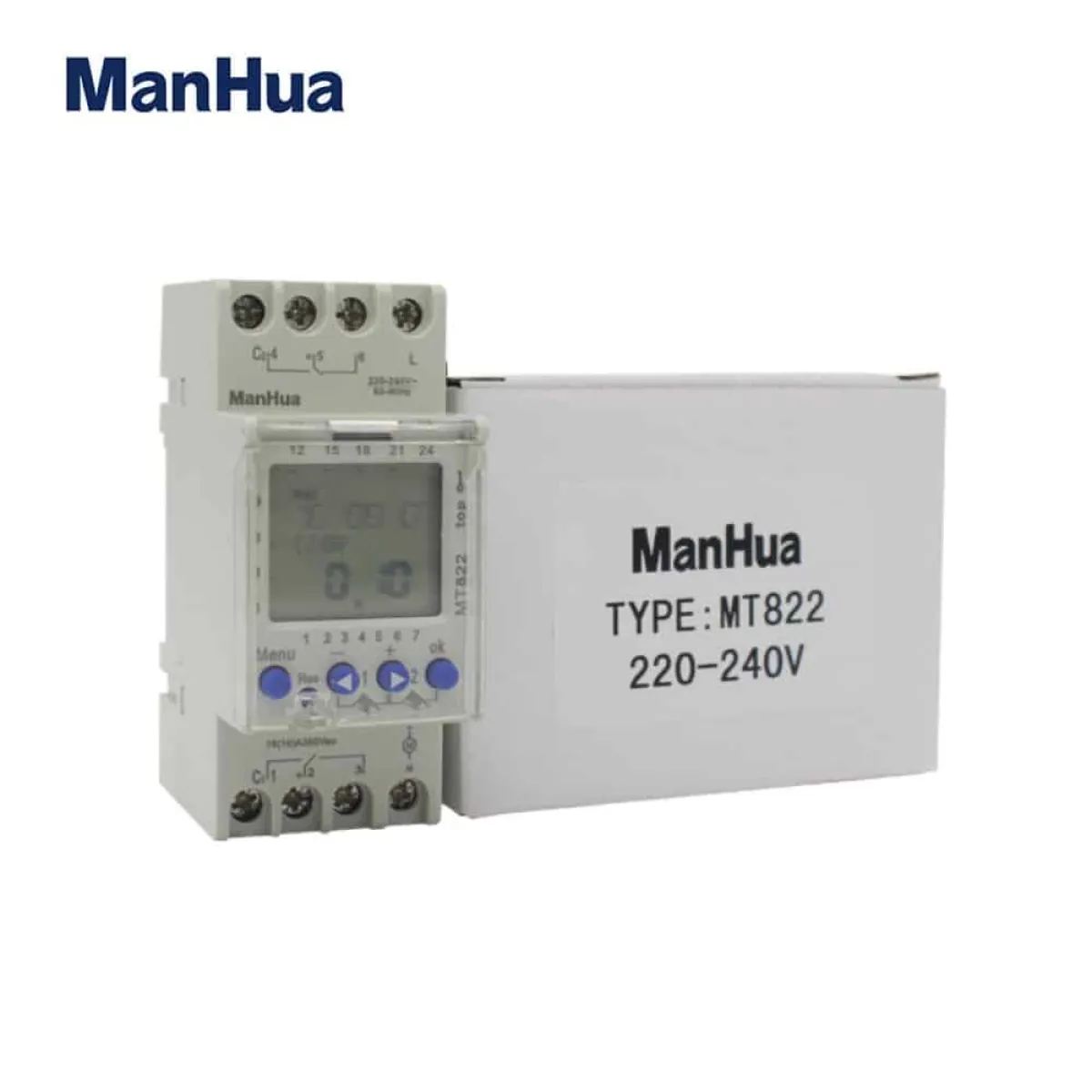 ManHua MT822 Astronomical Timer Switch | 2 Relay, 240V 16A | Automate Lighting, Irrigation, Signage, Digital LCD, 7-Day