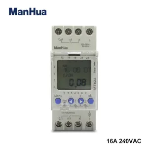 ManHua MT822 Astronomical Timer Switch | 2 Relay, 240V 16A | Automate Lighting, Irrigation, Signage, Digital LCD, 7-Day Programmable