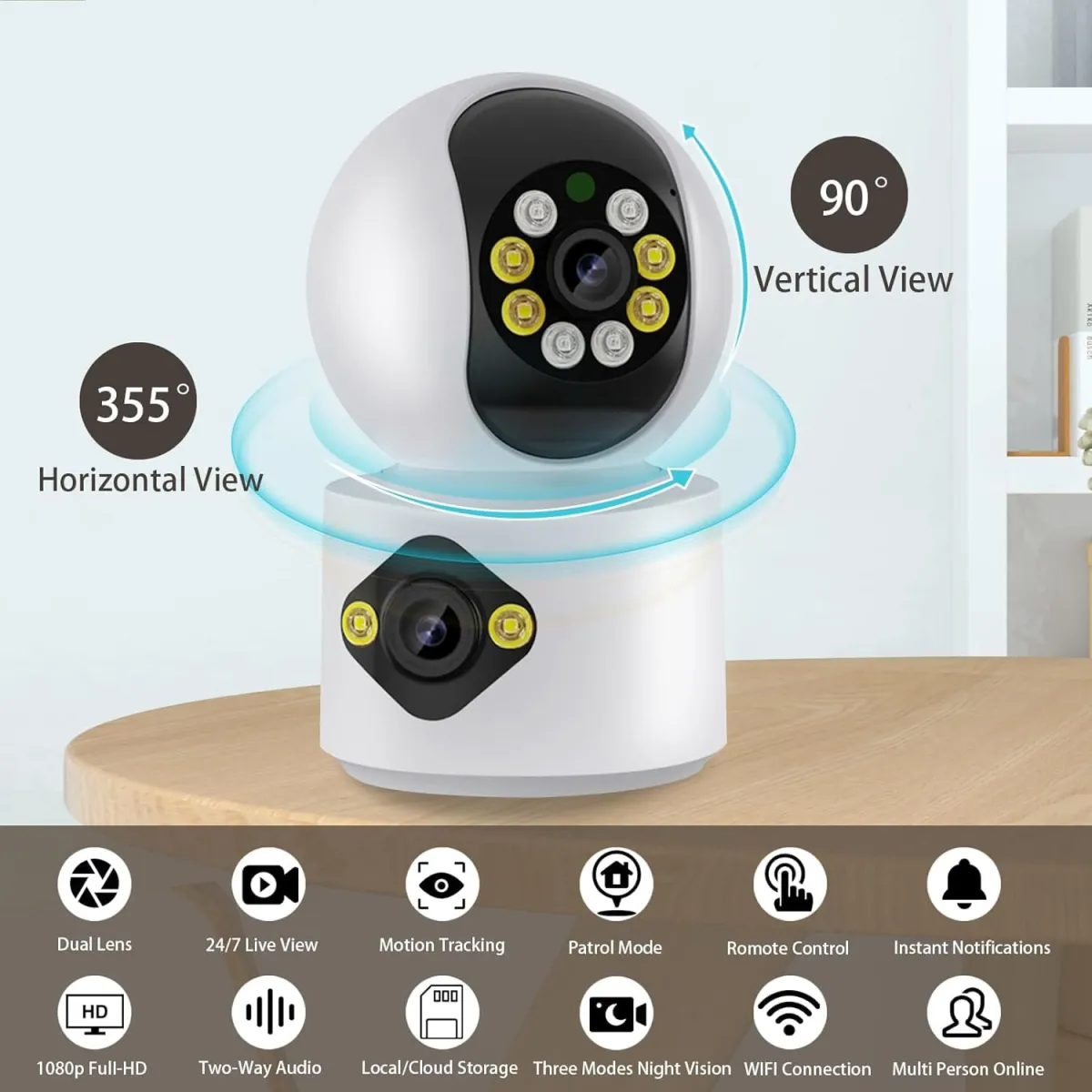 icSee Dual Lens 6MP Wifi Baby Monitor - Color Night Vision, 2-Way Talk, Human Detection, iCsee App, 24/7 Recording in Ke