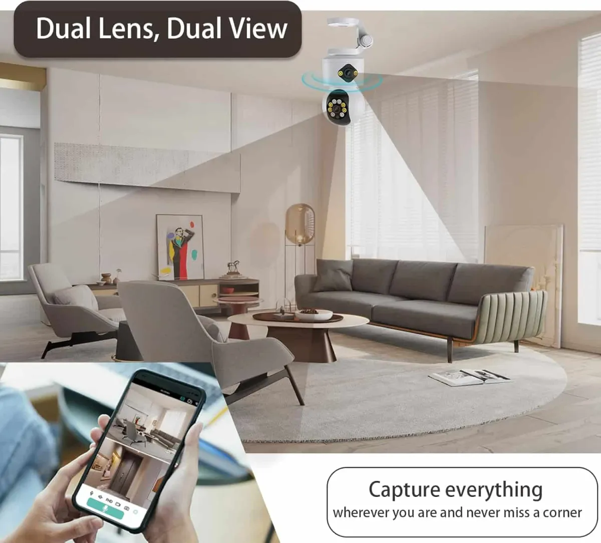 icSee Dual Lens 6MP Wifi Baby Monitor - Color Night Vision, 2-Way Talk, Human Detection, iCsee App, 24/7 Recording in Ke
