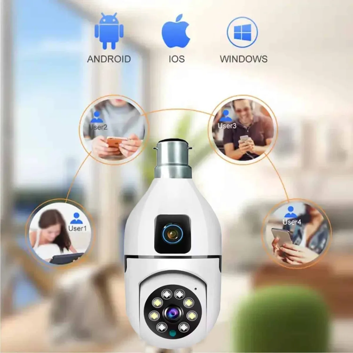 V380 Bulb Camera 5MP WiFi Dual Lens Security Camera - Full HD 1080p, Night Vision, Two-Way Audio, App Control (V380 Pro)