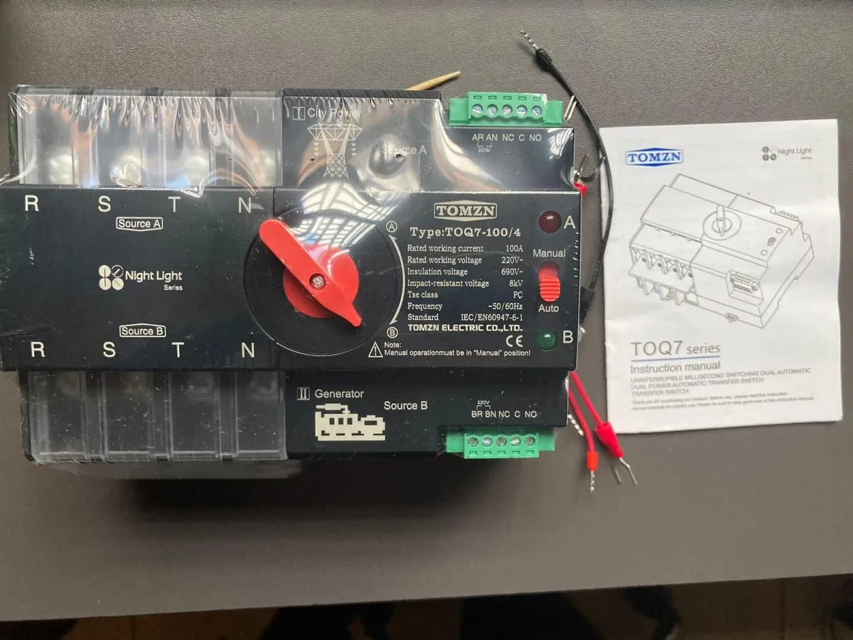 Tomzn TOQ7-100 4P 100A 3 Phase ATS – 220V Automatic & Manual Transfer Switch |