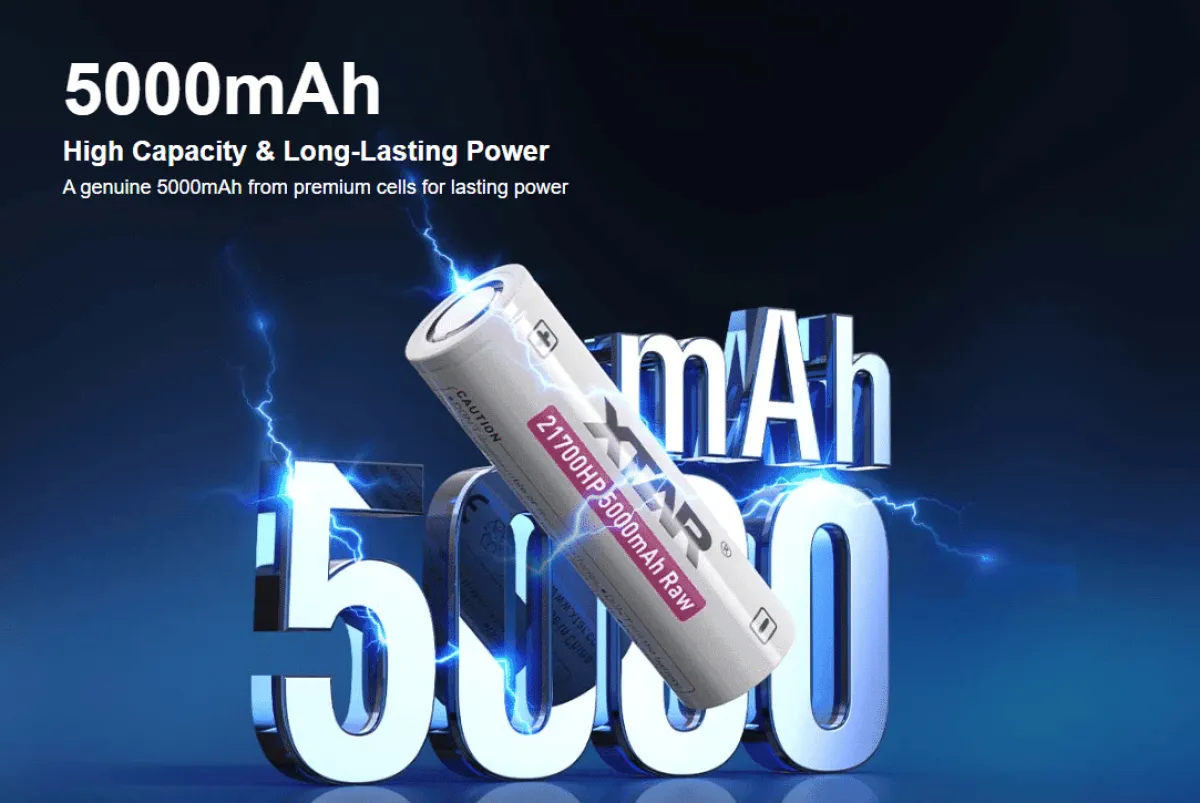 XTAR 21700 5000mAh 35–90A Flat-Top Battery(RAW) for Flashlights, Vapes & High Drain Devices in Kenya