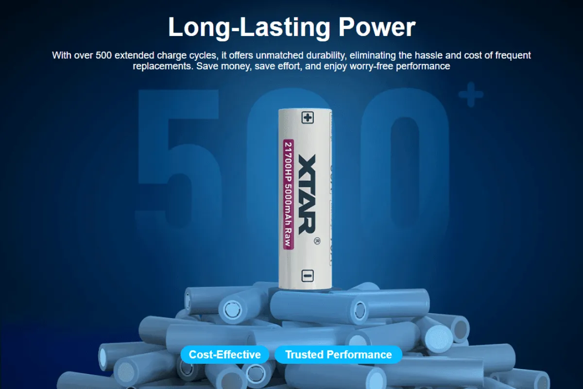 XTAR 21700 5000mAh 35–90A Flat-Top Battery(RAW) for Flashlights, Vapes & High Drain Devices in Kenya