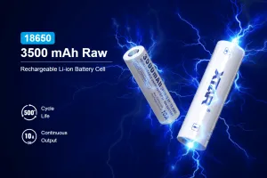 XTAR 18650 3500mAh RAW Flat-Top High-Discharge Li-ion Battery (10A)