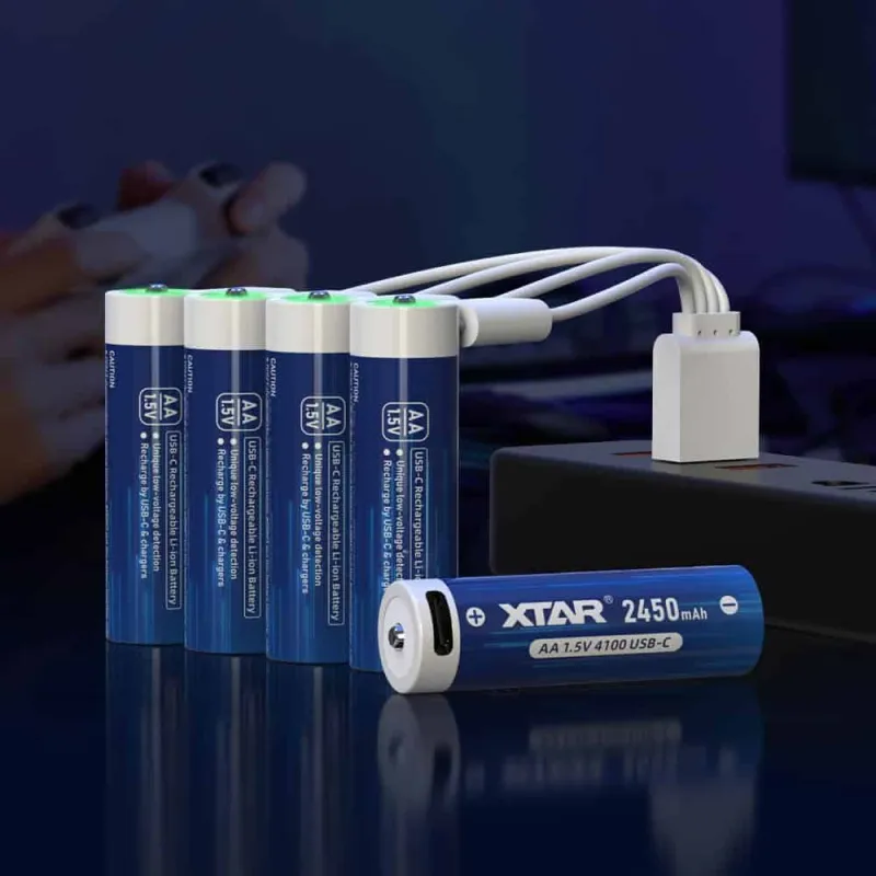 4 Pack XTAR AA Lithium-ion USB-C Battery 1.5V 2A, 4100mWh 2450mAh with LED Indicator in Kenya