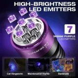 Superfire vZ16 UV blacklight torch 365nm for Leak Detection, Pet Stains, Currency Checking & Inspection, snake - photo 4