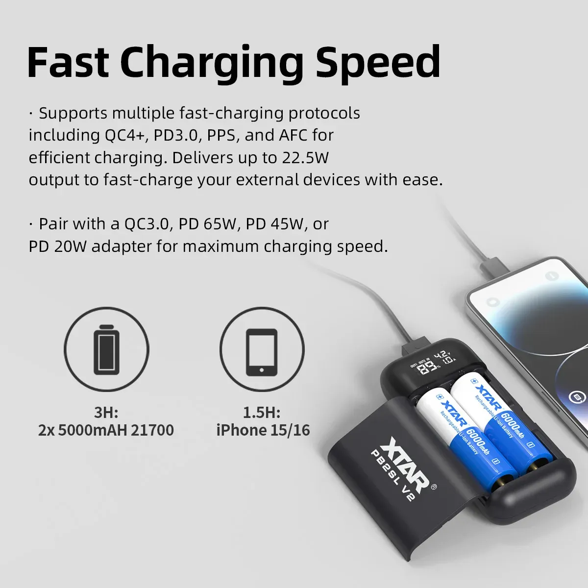 XTAR PB2SL V2 Portable 2-slots Charger & Power Bank for 18650 / 21700 Batteries in Kenya