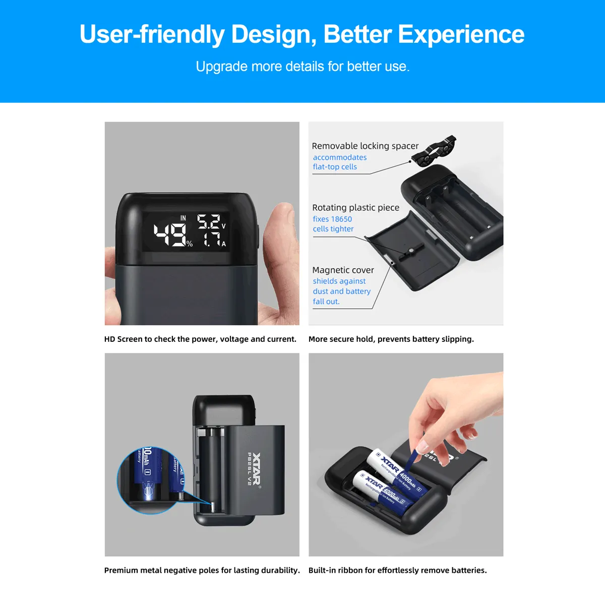 XTAR PB2SL V2 Portable 2-slots Charger & Power Bank for 18650 / 21700 Batteries in Kenya