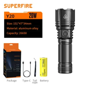 SUPERFIRE Y20 Long Range Zoomable  Flashlight