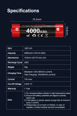 Klarus 18GT-40 18650 Lithium Battery | 4000mAh - photo 7