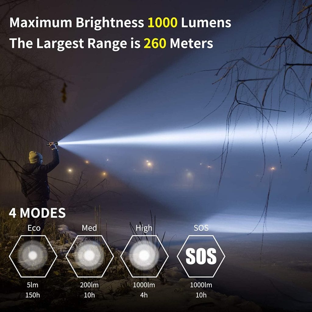 71Odzyw0Qbl. Ac Sl1500 1,000 Lumens Osram P8 Led 260 Meters Beam 4 Light Modes: High/Low/Strobe/Sos 3 Aaa Batteries(Non-Rechargeable). No Rechargeable Battery Included. Please Buy It Separately From Our Shop. Ipx6 Waterproof( Can Be Used In Places Where There Is A Risk Of Being Wet By Splashing Water, But Not Under The Shower.) Warranty: 1-Year