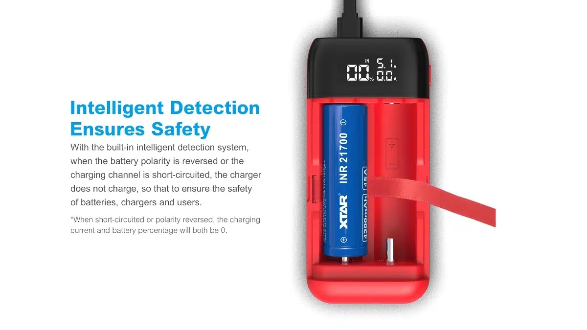 Xtar Pb2S Charger 10 Suitable For 18650 Protected Batteries 18700 Batteries (Unprotected) 20700 Batteries (Unprotected) 21700 Batteries (Unprotected) 18650 Diving Flashlights? Batteries 18650 Sporting Flashlights? Batteries 18650 Tactical Flashlights? Batteries 18650 Gimbal Batteries